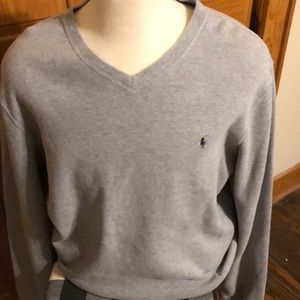 Gray v-neck Ralph Lauren sweatshirt size XL